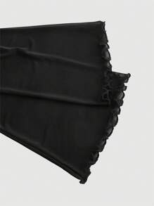 SHEIN MOD Camiseta de manga larga transparente de malla asimétrica para mujer de talla grande, top negro de fiesta de malla transparente