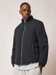 SUMWON Chaqueta acolchada aislada tipo plumón para el invierno, ropa deportiva acolchada, chaqueta casual cálida con cuello alto, cremallera frontal completa, a prueba de viento, para exteriores