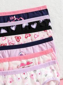 Tween Girls Heart Plaid Pattern 6pcs Pack Underwear - Multicolor - View 3