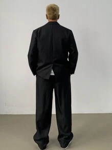 DAZY 1 conjunto Traje casual de un solo botón con solapa entallada en unicolor (chaqueta y pantalones) para hombre