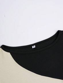 2pcs/Set Women Fitted Sleeveless Color Block Jumpsuit - Black - View 6