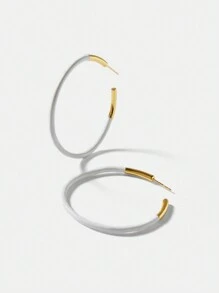 MOTF PREMIUM 1 PAR DE PENDIENTES DE ARO CON DISEÑO DE GOTA DE ACEITE BLANCA