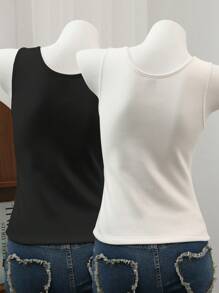 Chiquease 1pc Women Casual Simple Thicken Skinny Tank Top, Warm For Autumn/Winter