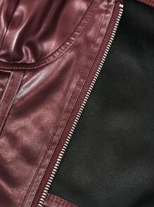 Slaydiva 女士秋季时尚街头拉链方领修身夹克 - 棕色 - 查看 7