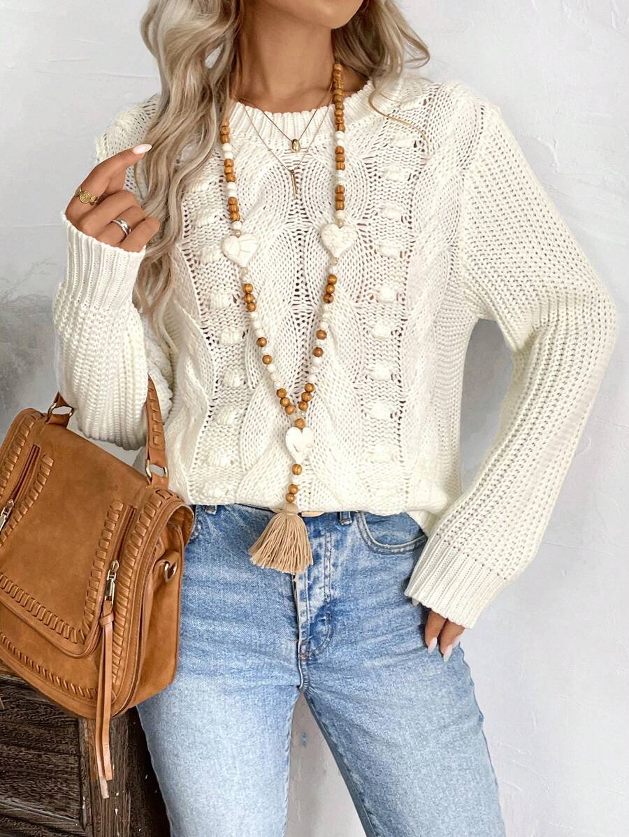 EMERY ROSE 1 chiếc áo len dài tay chắp vá màu trơn thường ngày cho nữ, mùa thu/đông - Nhiều màu - Xem 1