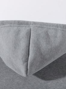 Manfinity LEGND 男士十字印花拉链宽松抽绳连帽衫，休闲日常穿着，秋季长袖上衣 - 灰色 - 查看 3