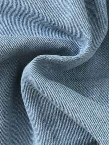 Bộ 2 áo sơ mi denim xanh nhạt giản dị cho bé gái kết hợp với áo cánh dài tay rộng rãi thêu nơ và quần ống rộng thêu bướm denim xanh nhạt, Bộ thời trang đa năng, Hàng mới về mùa thu/đông 2024 - Màu xanh lam - Xem 6