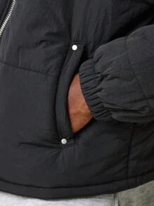 SUMWON Chaqueta acolchada aislada tipo plumón para el invierno, ropa deportiva acolchada, chaqueta casual cálida con cuello alto, cremallera frontal completa, a prueba de viento, para exteriores