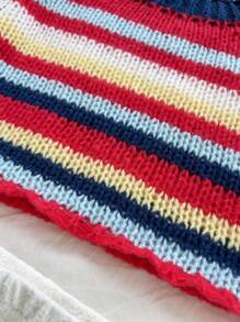 Soleia WYWH Women's Vacation Colorful Rainbow Knitted Long Sleeve Short Cover Up Sweater For Autumn