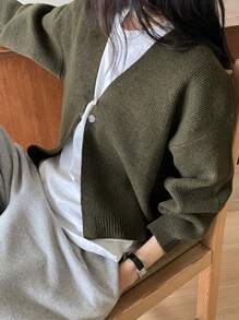 Dazy-Less Women's Casual Solid Color Knitted Cardigan, Autumn/Winter,Fall Women Clothes