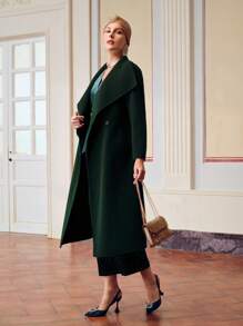 ZEYLAH ABRIGO CON CAPUCHA TIPO CASCADA Y CINTURÓN - Verde - Ver 13