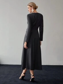 MOTF PREMIUM FLORAL PRINT RUCHED WAIST FLARE HEM DRESS - Multicolor - View 6