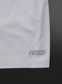 Manfinity Sport Corelite Boyfriend Style Men's Casual Letter Print Elastic Waist Sports Shorts, Summer Grey Shorts