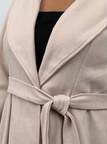 Flirla Plus Size Retro High-End Knitted Coat - Apricot - View 8