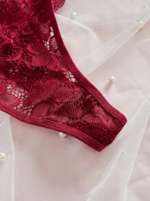 6pcs Sexy & Comfortable Lace Lingerie Set - Burgundy - View 6