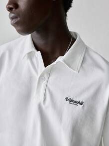 Manfinity VCAY 2pcs Young Men Fashion Casual Embroidered Polo Shirt & Elastic Waist Straight Leg Pants Set