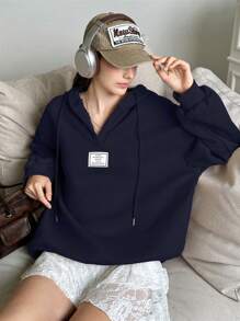 INAWLY Women's Long Sleeve Simple Logo Sweatshirt, Casual Daily Wear,Long Sleeve Tops