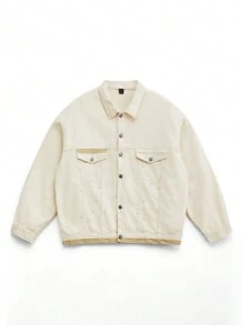 NEON BLANC Chaqueta de manga larga de denim blanco para hombre, estilo urbano