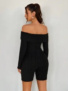 SHEIN SXY Mono de unicolor con hombros descubiertos, para primavera y otoño