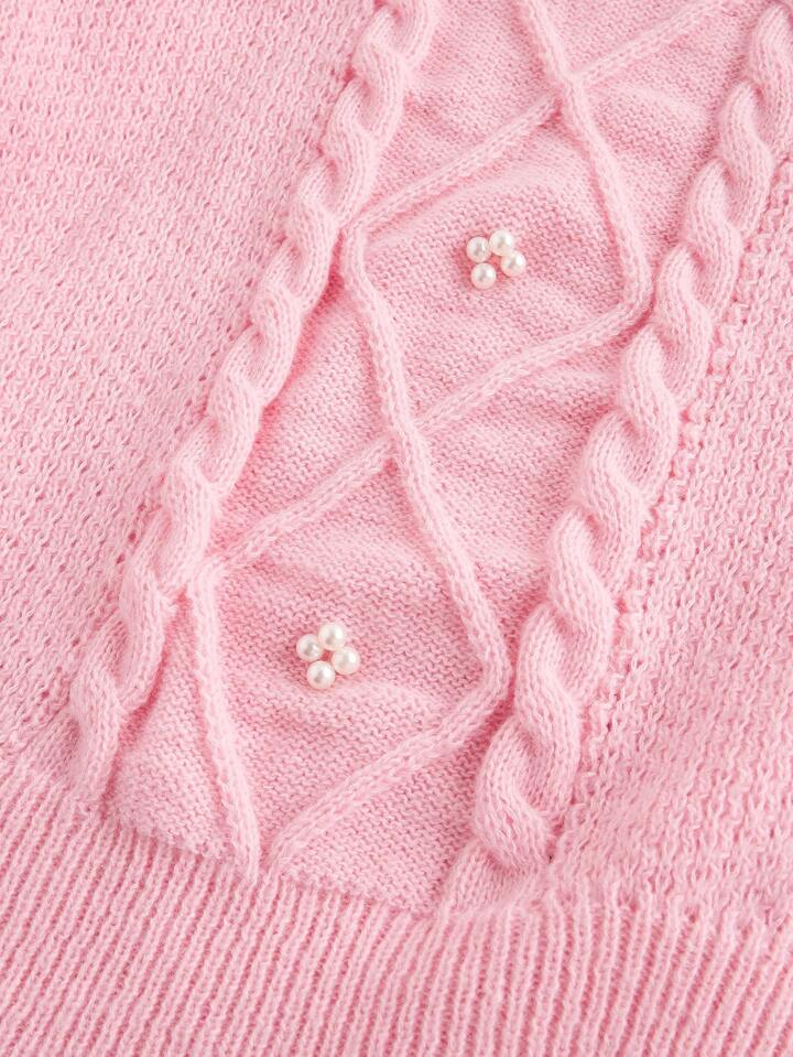 Kawaii Vintage Stil Schleifendekor Off-Shoulder rosa Damen Pullover