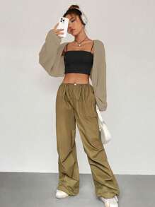 Flirla Cárdigan casual de mujer de manga larga y hombros caídos, de unicolor, para otoño/invierno