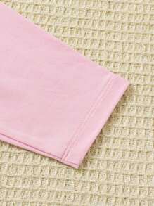 Set de 4 piezas de ropa de casa para bebés niñas con top de manga larga de unicolor y leggings - Multicolor - Ver 4