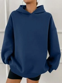DAZY 1 pièce Sweat-shirt à capuche décontracté épaissi ample de couleur unie