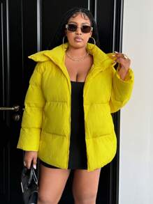 Maweii Vêtements d'hiver grande taille, veste matelassée zippée à capuche pour un usage quotidien et décontracté