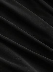 SHEIN MOD Camiseta de manga larga transparente de malla asimétrica para mujer de talla grande, top negro de fiesta de malla transparente