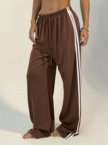 StreetHx Women Casual Striped Drawstring Straight Leg Sweatpants Graduation,Back To School Outfits,Graduation,Teacher Outfits For Women,Back To School