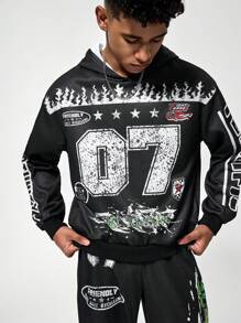 2pcs Teenager Boy Casual Cool Comfortable Hoodie & Pants Set - Black - View 4