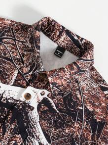 Manfinity Homme Setelan Jaket dan Celana Kasual Motif Ranting untuk Pria di Musim Gugur - MultiWarna - View 6