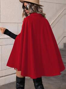 SHEIN Clasi Christmas & New Year Red Cloak Coat For New Year Clothes - Red - View 2