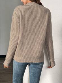 Chiquease Women Solid Color Round Neck Long Sleeve Casual Knit Sweater, Autumn/Winter Knit Pullover Fall Outfit