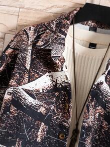 Manfinity Homme Setelan Jaket dan Celana Kasual Motif Ranting untuk Pria di Musim Gugur - MultiWarna - View 7