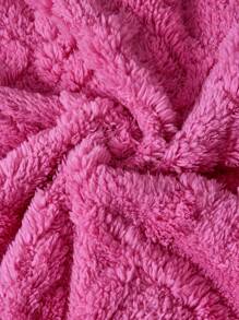 SHEIN Toddler Girls' And Young Girls' Plush Textured Blazer Style Jacket For Casual Everyday Wear, Autumn/Winter - Hot Pink - View 4