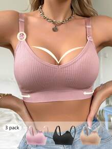 Moonlight&Mama 孕妇纯色细肩带简约休闲胸罩 - 彩色 - 查看 4