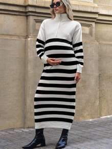 SHEIN 孕妇长袖条纹毛衣 - 冬季休闲日常穿着 - 彩色 - 查看 5