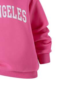 Conjunto de 3 peças de moletom esportivo casual com capuz, colete e calça de corrida para meninas adolescentes rosa e branco