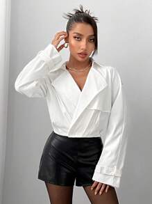 SHEIN SXY Casual Sexy Short Trench Coat For Women, Autumn/Winter