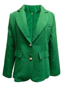 Women's Solid Color Lapel Collar Single Breasted Casual Blazer Jacket, Autumn/Winter