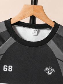 SHEIN Tween Boy Color Block Patchwork Functional Sweatshirt - Black - View 5