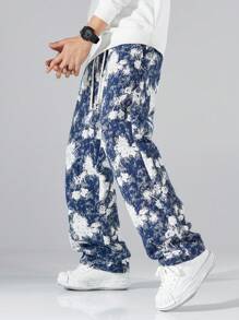 Manfinity LEGND Quần ống rộng in họa tiết nhuộm loang cho nam cạp chun rút dây - Nhiều màu - Xem 6