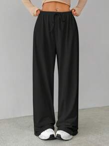 SHEIN Tall Soft White Knitted Home Baggy Pants, Loose Pants