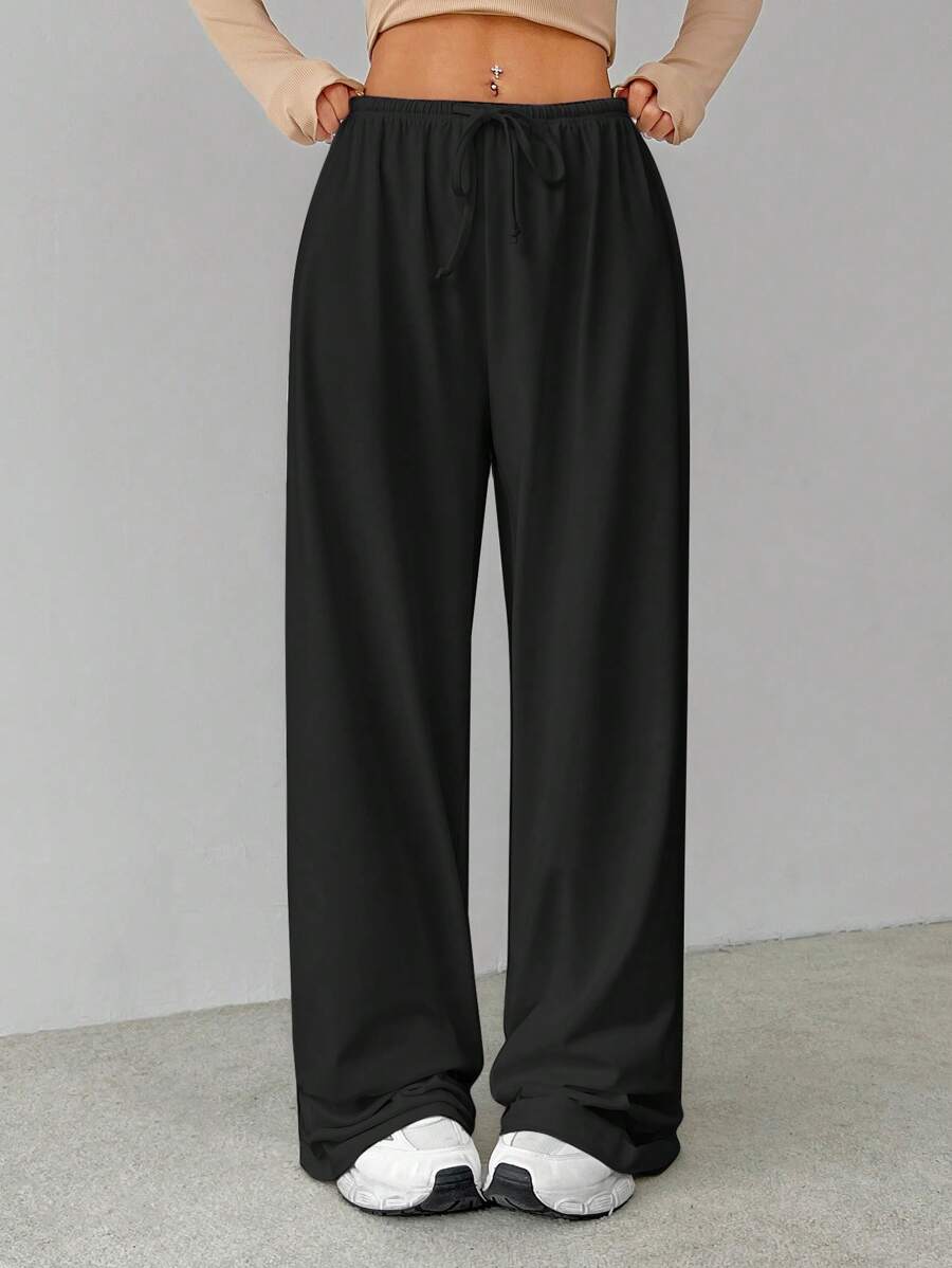 SHEIN Tall Soft White Knitted Home Baggy Pants, Loose Pants