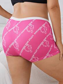 Mr Men Little Miss X SHEIN 大码女式卡通和字母印花撞色边饰平角内裤 - 彩色 - 查看 4