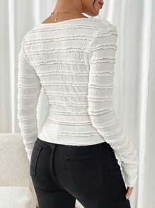 SHEIN Frenchy Top casual de manga larga con decoración de lazo de bloque de color