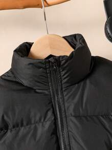 Boys' Basic Casual Stand Collar Fleece Padded Coat