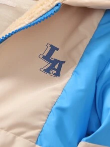 SHEIN Conjunto de 2 piezas para niño pequeño: Sudadera con capucha y pantalón de chándal con forro térmico, adecuado para uso diario, escuela, deportes y exterior en otoño e invierno