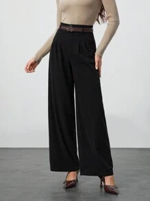 SHEIN Tall 女士通勤套装灯芯绒阔腿裤（含腰带）适合秋冬季